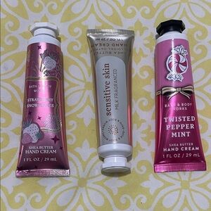 Bath & Body Works Shea Butter Hand Cream Trio NIP
Strawberry, Milk & Peppermint